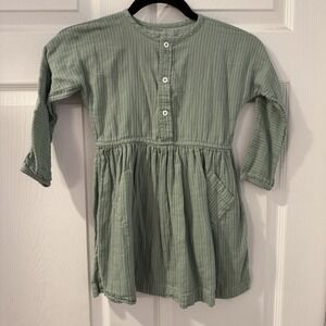 Oso & Me girls Dress  cotton Signature Green Stripe size 5 Reversible